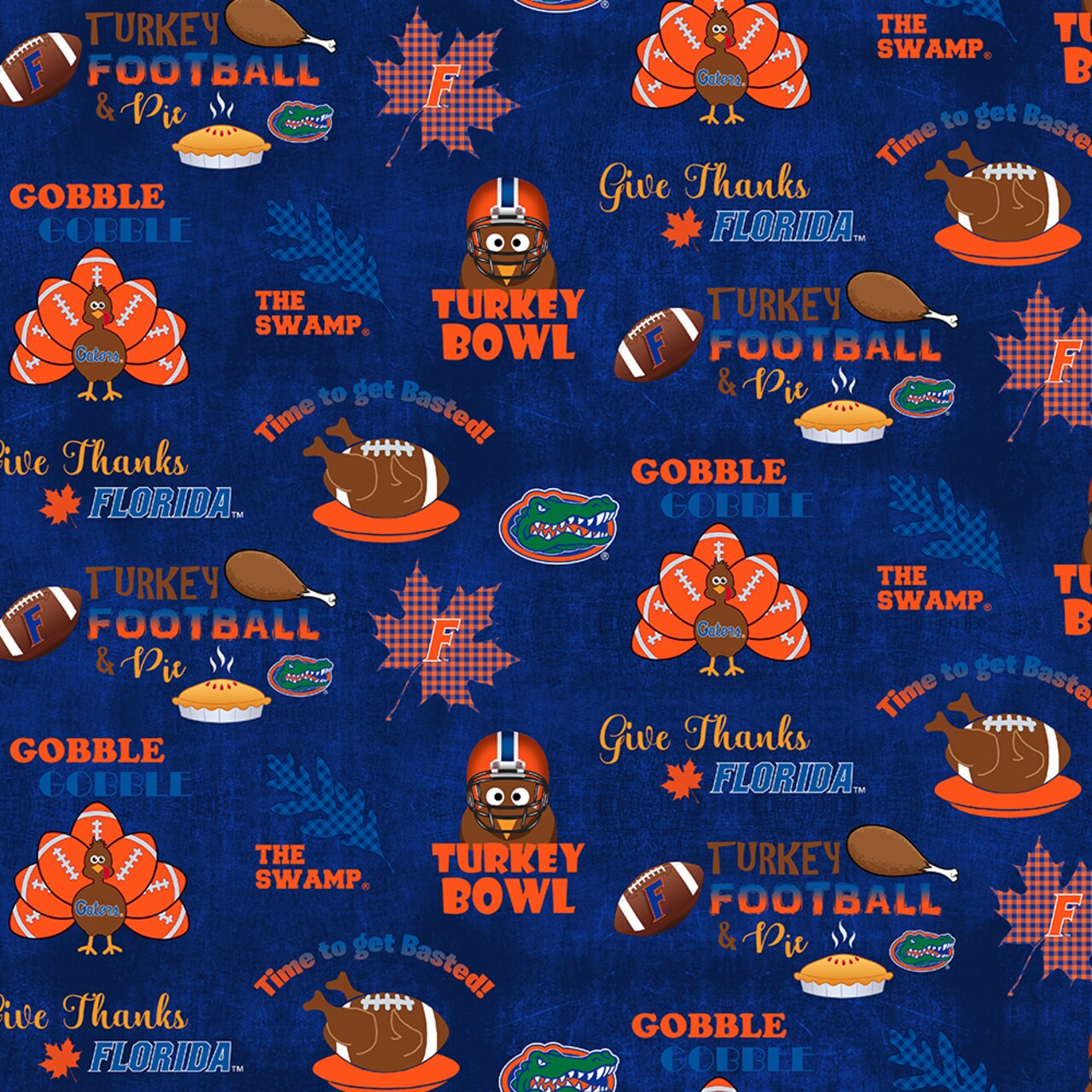 Sykel Enterprises-University of Florida Cotton Fabric-Florida Gators Turkey bowl Cotton Quilting Fabric